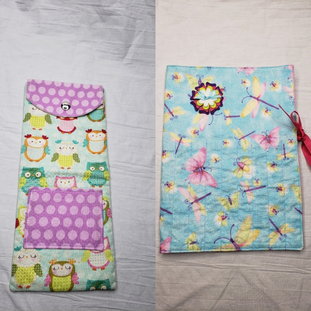 Two Fabric Handmade Art Pencil/Brush Holders Extra Long and Regular Sized